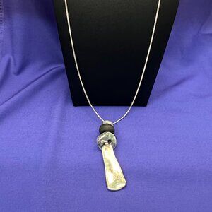 Chico’s Long Modernist Silver-Tone Pendant Necklace